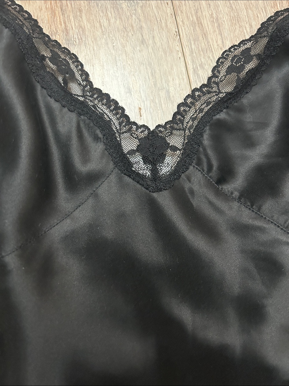 VTG Allison Taylor Black Lace-Trim Silk Camisole Top size XL - Picture 4 of 16